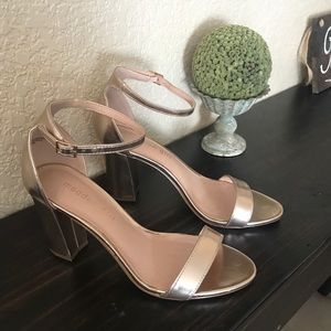 Madden Girl Beella Rose Gold satrapy Wedge heels.